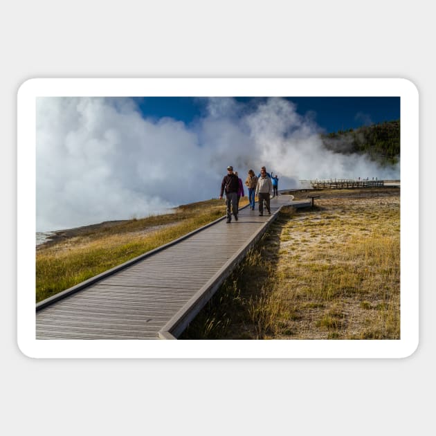 Crossing the geyser field Sticker by thadz